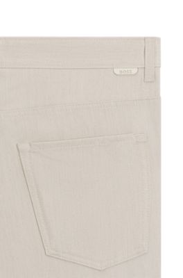 Delaware slim-fit trousers in wrinkle-resistant dobby, White