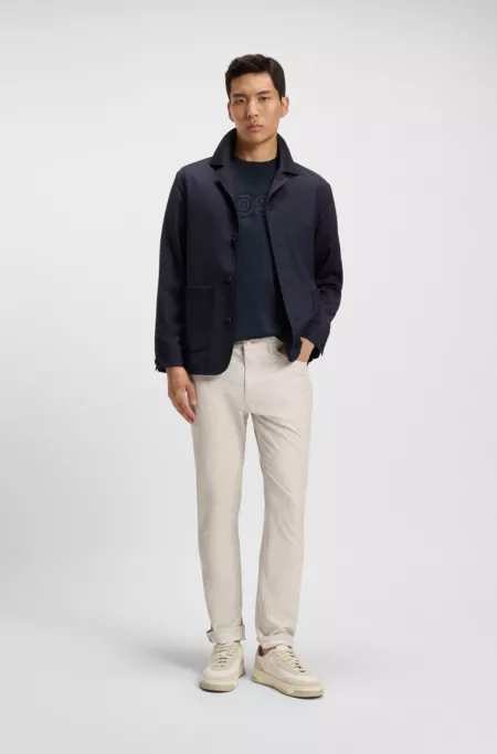 Delaware slim-fit trousers in wrinkle-resistant dobby
