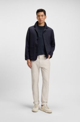 Delaware slim-fit trousers in wrinkle-resistant dobby, White