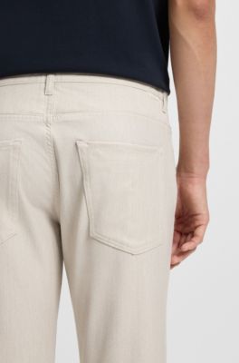 Delaware slim-fit trousers in wrinkle-resistant dobby, White