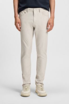 Delaware slim-fit trousers in wrinkle-resistant dobby, White
