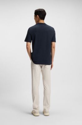 Delaware slim-fit trousers in wrinkle-resistant dobby, White