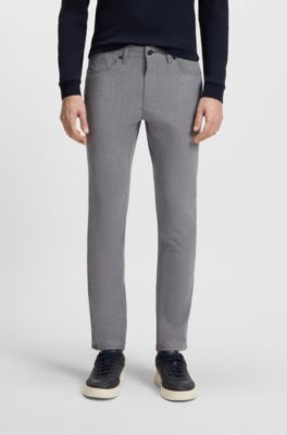 Delaware slim-fit trousers in wrinkle-resistant dobby, Grey