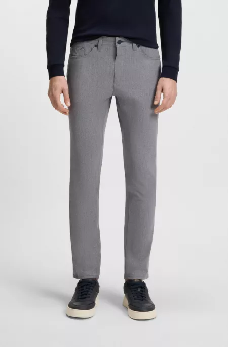 Delaware slim-fit trousers in wrinkle-resistant dobby