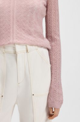 Jersey de trama fina con estructura de punto, Pink