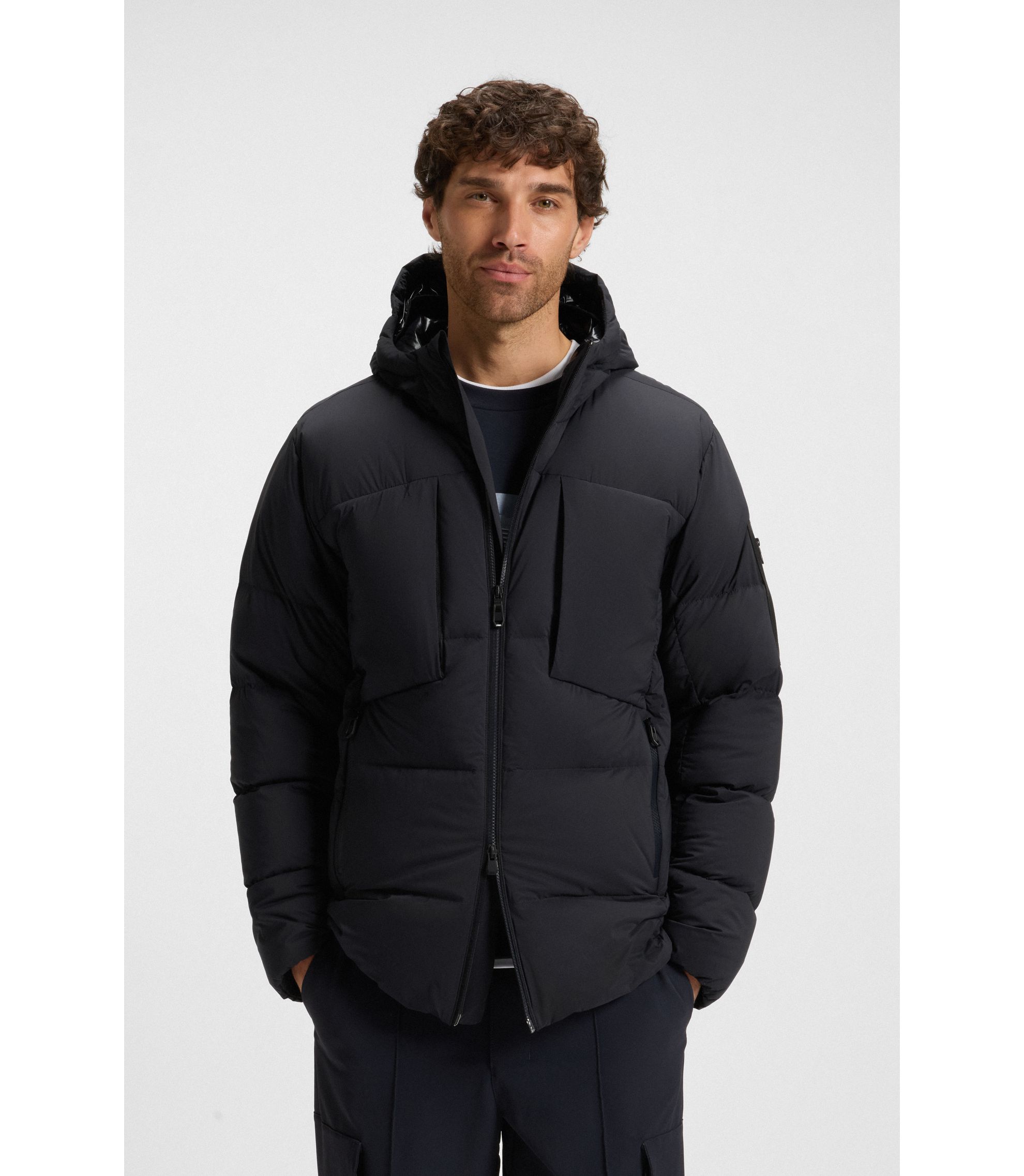 BOSS - Down-filled parka jacket with water-repellent finish - Dark