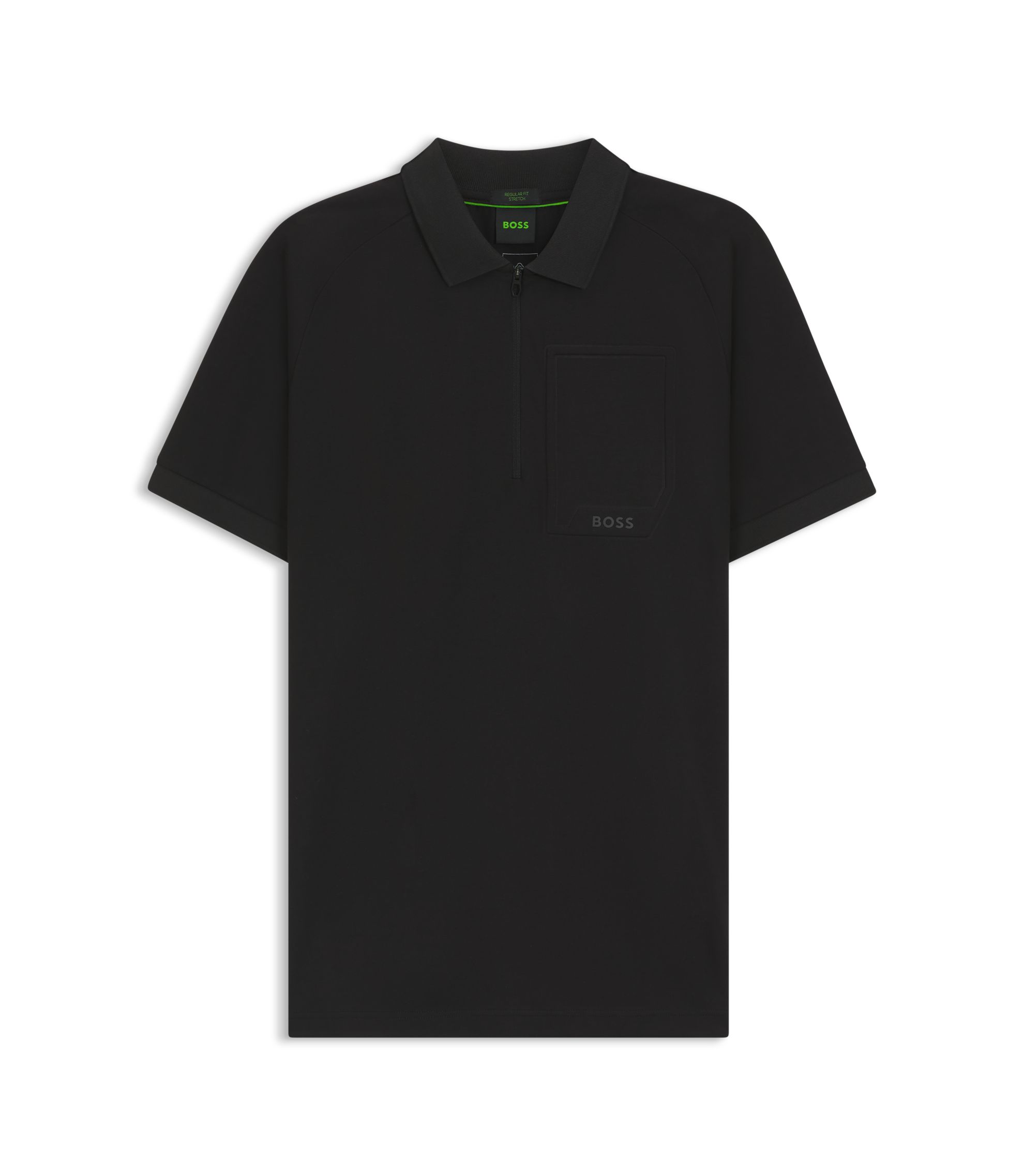 HUGO BOSS ポロシャツ XXL BOSS - Zip-neck polo shirt in moisture-wicking fabric - Black