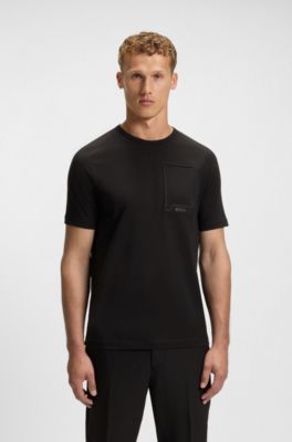 Stretch-cotton T-shirt with moisture-wicking comfort, Black