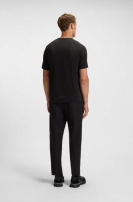 Stretch-cotton T-shirt with moisture-wicking comfort, Black