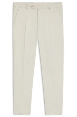 Machine-washable tapered-fit trousers in stretch fabric, White