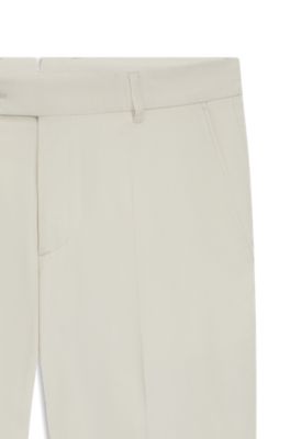 Pantalones tapered fit de tejido el&aacute;stico lavable a m&aacute;quina, Blanco