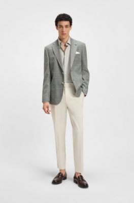 Machine-washable tapered-fit trousers in stretch fabric, White