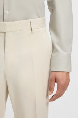 Machine-washable tapered-fit trousers in stretch fabric, White