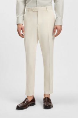 Machine-washable tapered-fit trousers in stretch fabric, White