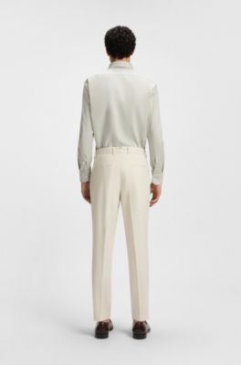 Machine-washable tapered-fit trousers in stretch fabric, White