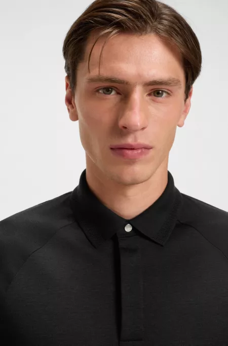 Covered-placket polo shirt in a regular fit