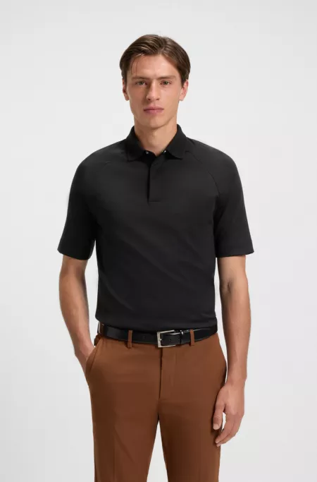 Covered-placket polo shirt in a regular fit