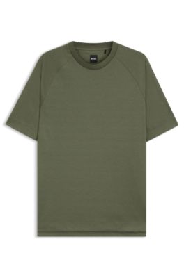 Regular-fit T-shirt in mercerised stretch fabric, Green