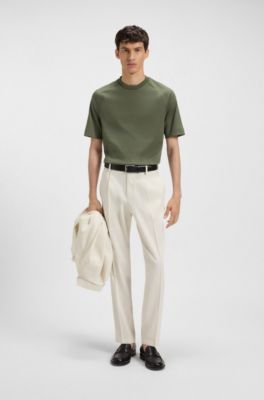 Regular-fit T-shirt in mercerised stretch fabric, Green