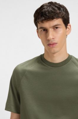 Camiseta regular fit de tejido el&aacute;stico mercerizado, Verde