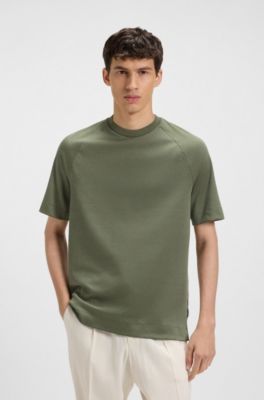 Regular-fit T-shirt in mercerised stretch fabric, Green