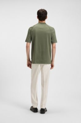 Regular-fit T-shirt in mercerised stretch fabric, Green