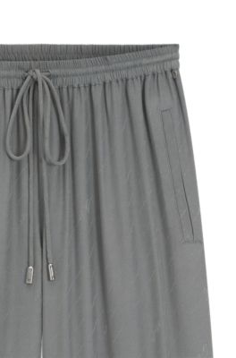 Pantalones de pernera ancha con logo en jacquard, Gris