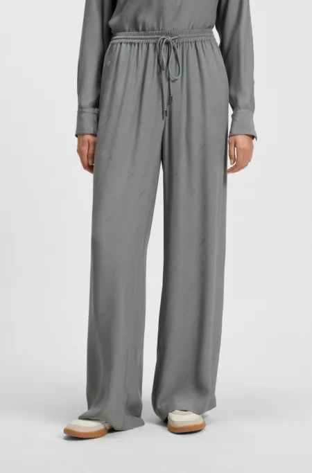 Wide-leg trousers with logo jacquard