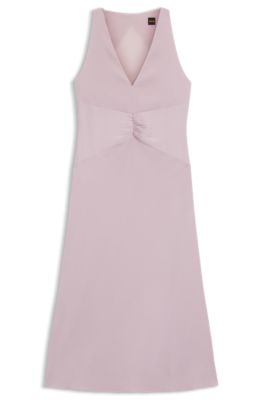 Gathered-front dress in crinkle satin, Light Purple