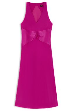 Gathered-front dress in crinkle satin