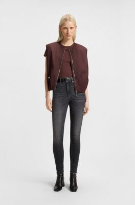 Doudoune sans manche Relaxed en twill de coton, Marron fonc&eacute;