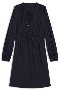 Gathered-detail mini dress in crinkle satin