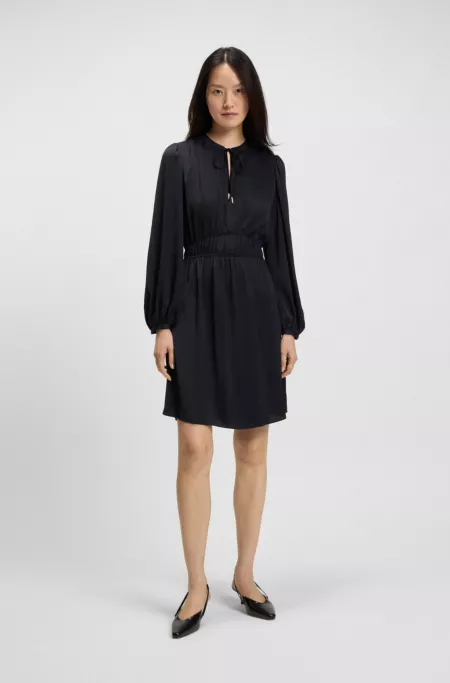 Gathered-detail mini dress in crinkle satin