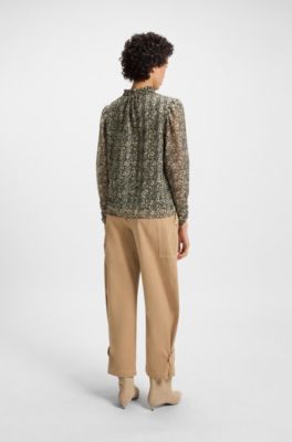 Blusa relaxed fit en sirsaca estampada, Fantas&iacute;a