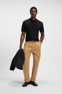 Mercerised-cotton polo shirt with Double B monogram, Black