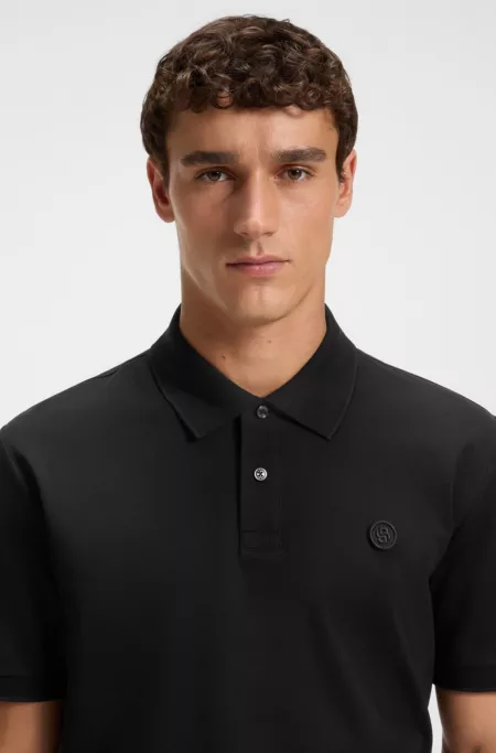 Mercerised-cotton polo shirt with Double B monogram