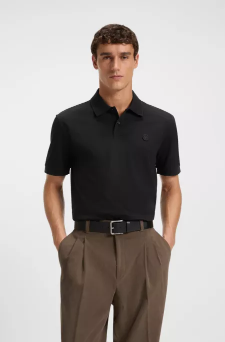 Mercerised-cotton polo shirt with Double B monogram