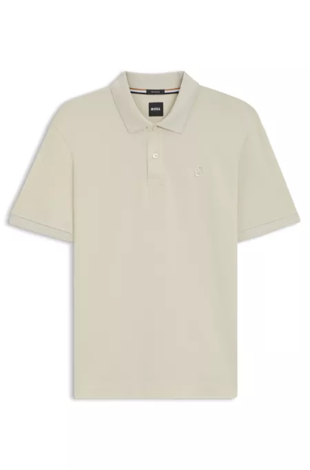 Mercerised-cotton polo shirt with Double B monogram
