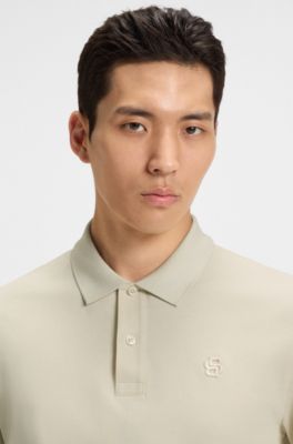 Polo de piqu&eacute; de algod&oacute;n con monograma Double&nbsp;B, Beige claro