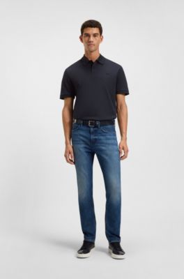 Polo de piqu&eacute; de algod&oacute;n con monograma Double&nbsp;B, Azul oscuro