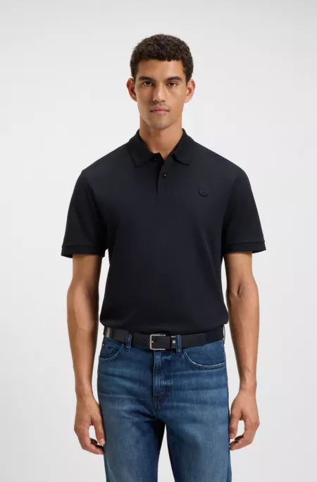 Mercerised-cotton polo shirt with Double B monogram