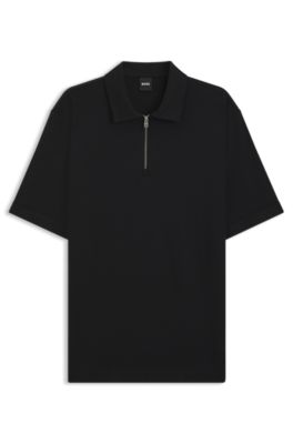 Piqué polo shirt with zip neck