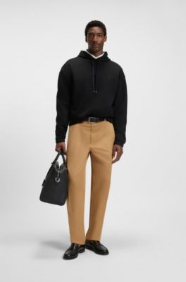 Relaxed-fit hoodie in mercerised cotton, Black