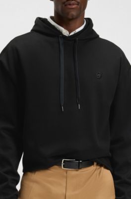 Mercerised-cotton hoodie in a relaxed fit, Black