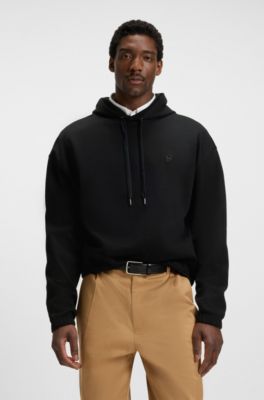 Relaxed-fit hoodie in mercerised cotton, Black