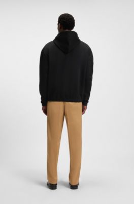 Relaxed-fit hoodie in mercerised cotton, Black