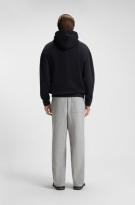 Sudadera relaxed fit en algod&oacute;n mercerizado con capucha, Negro