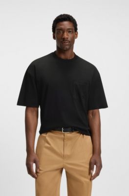 Mercerised-cotton T-shirt with Double B monogram, Black
