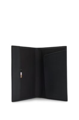 Structured passport holder with logo, Black