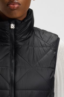Triangle-quilted gilet with padding, Black